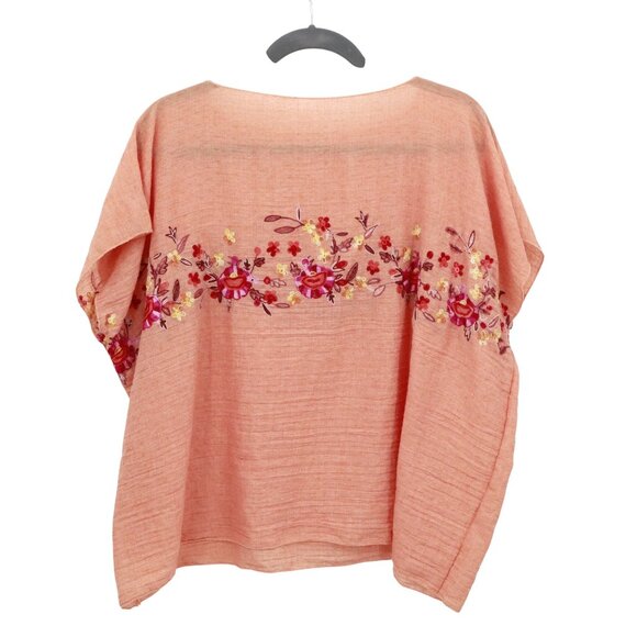Garden Classy Embroidered Poncho Top Womens 8 Peach Boho Granny Relaxed Casual - Picture 3 of 15